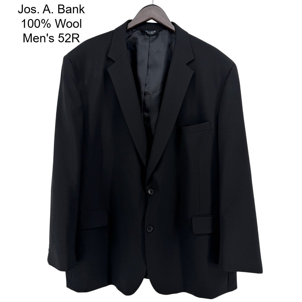 Jos. A. Bank Men 52R Black 100% Wool Blazer Classic Collection Gordon Sport Coat